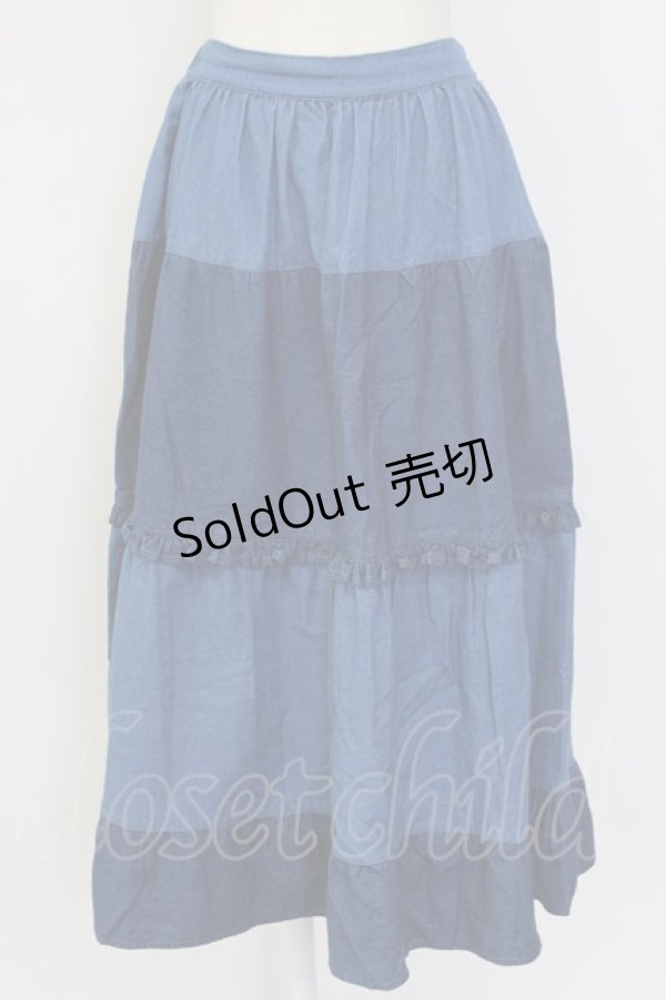 画像1: axes femme Nostalgic / フリルデニム切替スカート  青デニム T-25-12-11-047-LO-SK-SA-ZI (1)