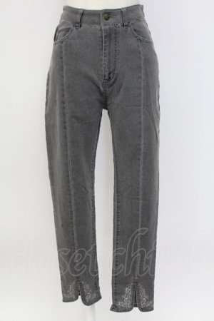 画像: axes femme / 刺繍スリットフィットデニム M グレー T-25-12-11-051-AX-PA-SA-ZT