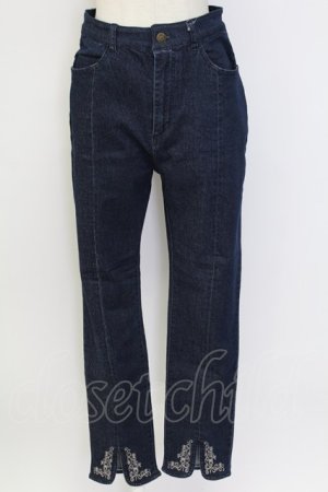 画像: axes femme / 刺繍スリットフィットデニム L インディゴ T-25-12-11-053-AX-PA-SA-ZT