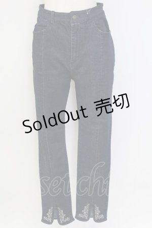 画像: axes femme / 刺繍スリットフィットデニム L インディゴ T-25-12-11-053-AX-PA-SA-ZI