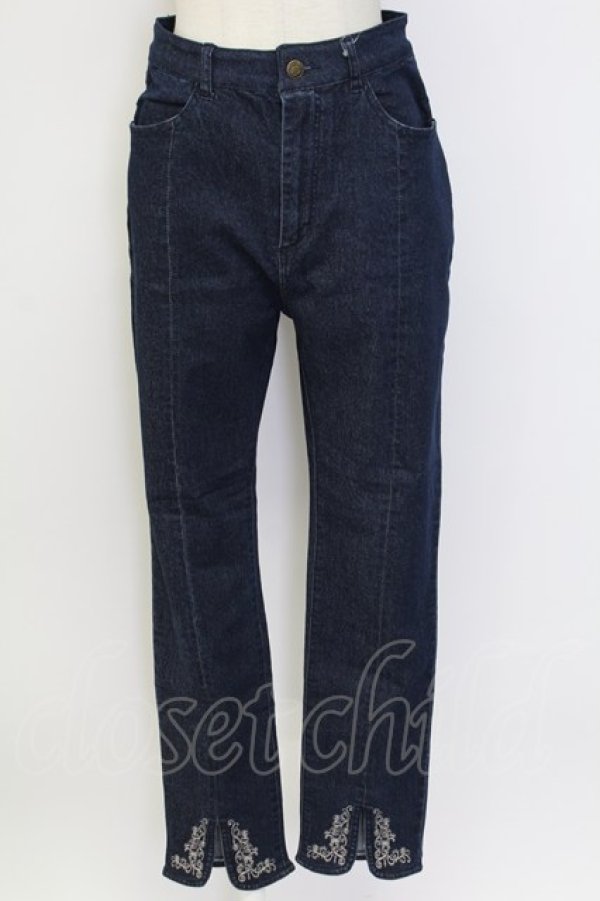 画像1: axes femme / 刺繍スリットフィットデニム L インディゴ T-25-12-11-053-AX-PA-SA-ZI (1)