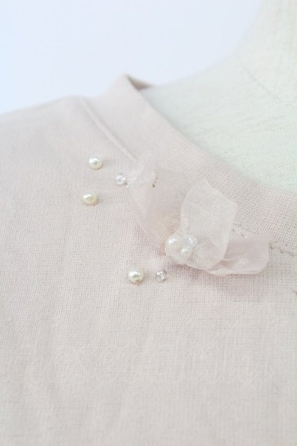 画像3: LODISPOTTO / シフォンリボンストーン半袖カットソー  ピンク T-25-12-11-001-LO-TO-SA-ZT (3)