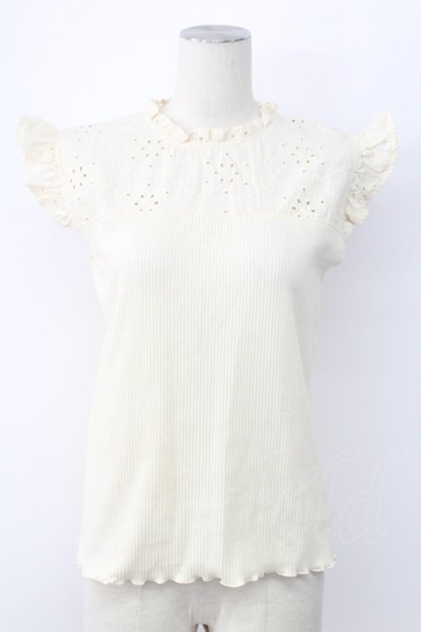 画像1: axes femme / コットンレース使いトップス M クリーム T-25-12-11-006-AX-TO-SA-ZT (1)