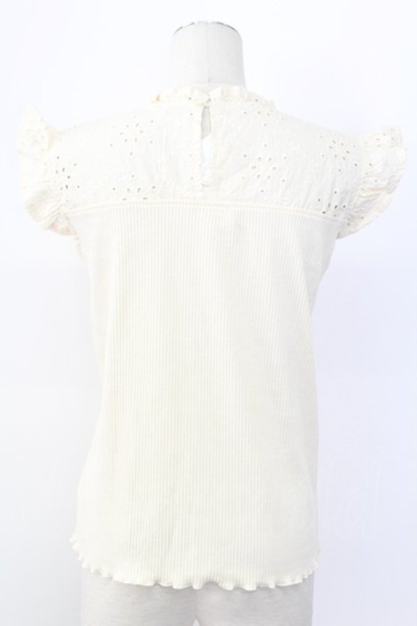 画像2: axes femme / コットンレース使いトップス M クリーム T-25-12-11-006-AX-TO-SA-ZT (2)