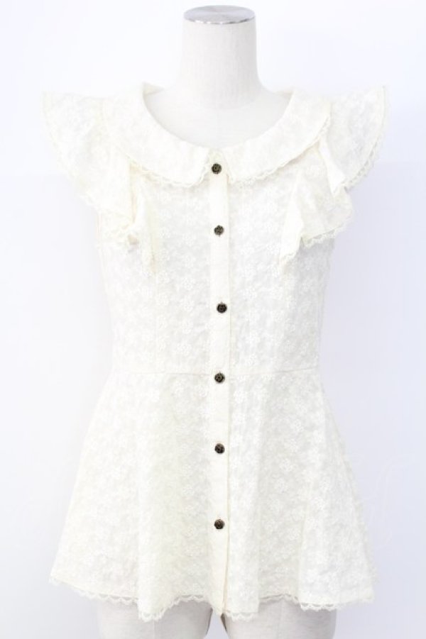 画像1: axes femme / 総レースペプラムフリルトップス M キナリ T-25-12-11-007-AX-TO-SA-ZT (1)