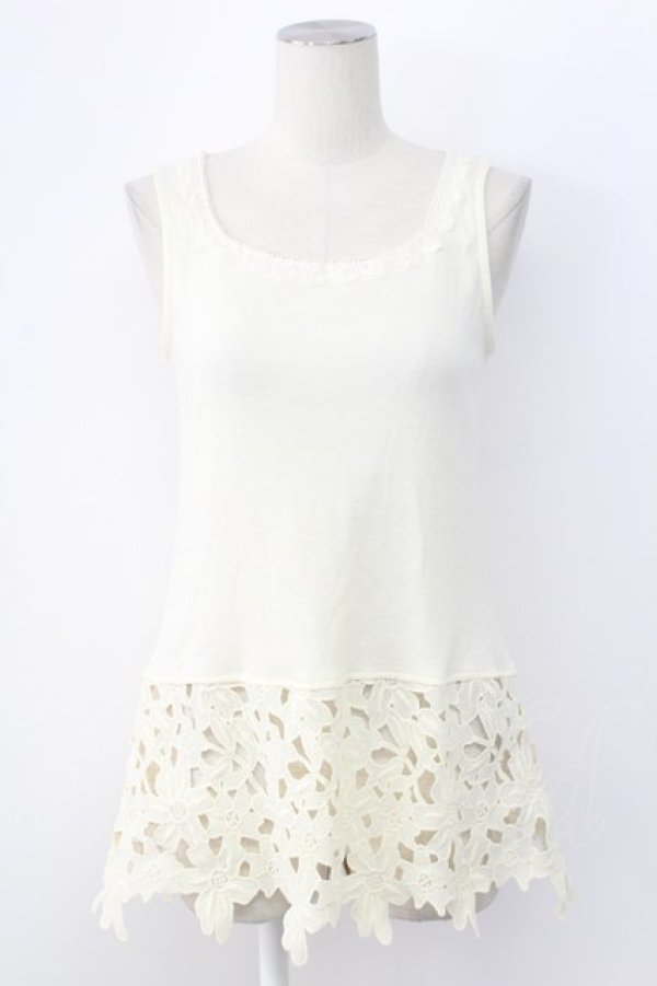 画像1: axes femme / 裾花レースデザインタンクトップ M キナリ T-25-12-11-008-AX-TO-SA-ZT (1)