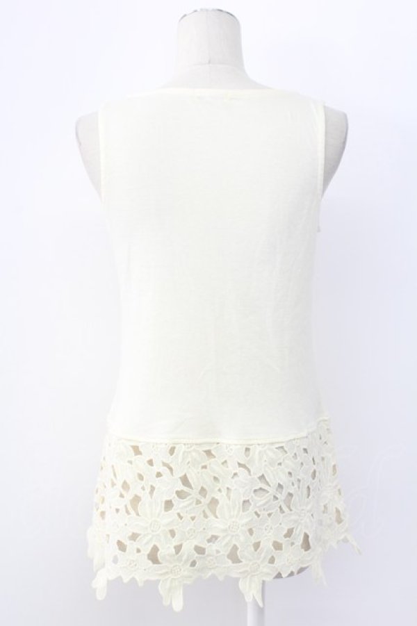 画像2: axes femme / 裾花レースデザインタンクトップ M キナリ T-25-12-11-008-AX-TO-SA-ZT (2)