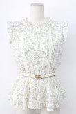 画像1: axes femme / ベルト付花柄ノースリブラウス M ホワイト T-25-12-11-002-AX-BL-SA-ZI (1)