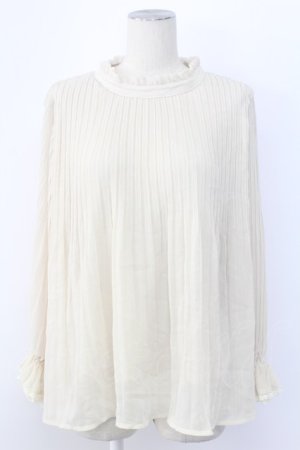 画像: axes femme / ハイネックプリーツブラウス M キナリ T-25-12-11-010-AX-BL-SA-ZT