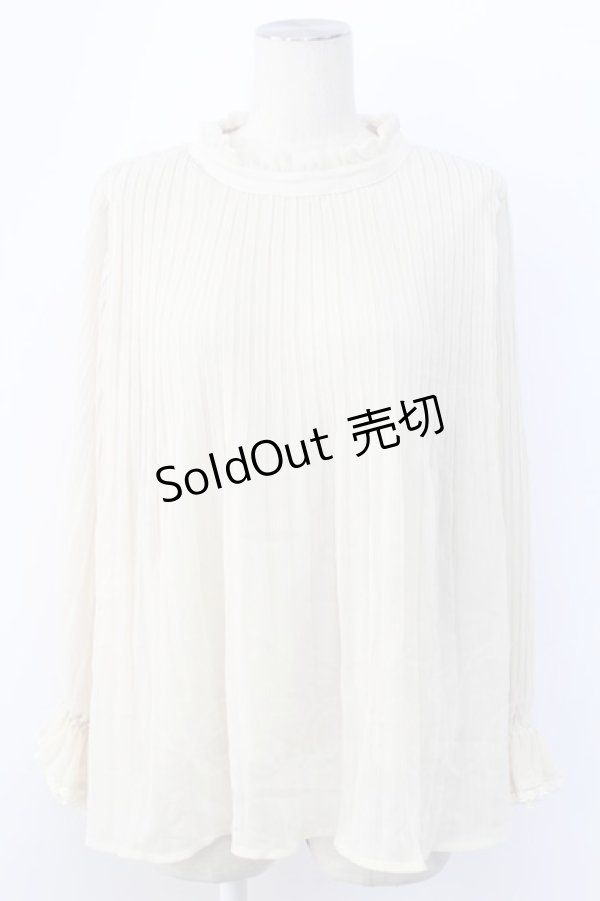 画像1: axes femme / ハイネックプリーツブラウス M キナリ T-25-12-11-010-AX-BL-SA-ZI (1)