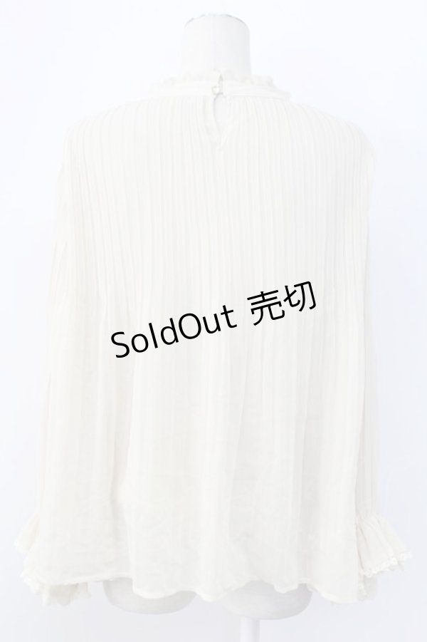 画像2: axes femme / ハイネックプリーツブラウス M キナリ T-25-12-11-010-AX-BL-SA-ZI (2)