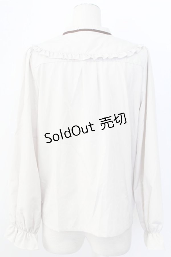 画像2: axes femme / ブーケ刺繍フリル襟ブラウス L ベージュ T-25-12-11-012-AX-BL-SA-ZI (2)