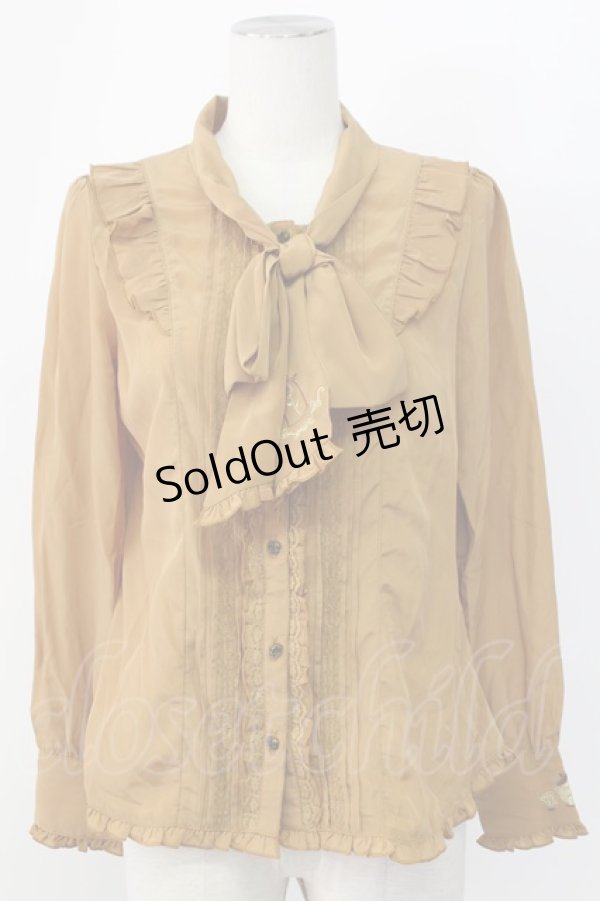 画像1: axes femme / フェミニンボータイブラウス/美女と野獣 M キャメル T-25-12-11-015-AX-BL-SA-ZI (1)