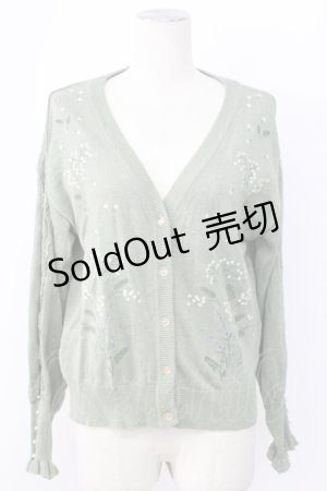 画像: axes femme / ミモザ刺繍ニットカーディガン M グリーン T-25-12-11-016-AX-TO-SA-ZT