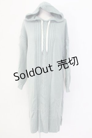 画像: axes femme / 袖刺繍パーカーニットワンピース M グリーン T-25-12-11-018-AX-OP-SA-ZI