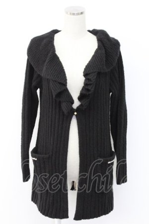 画像: axes femme / リブ編みガウン風カーディガン  黒 T-25-12-14-015-AX-TO-SA-ZT