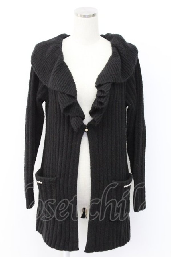 画像1: axes femme / リブ編みガウン風カーディガン  黒 T-25-12-14-015-AX-TO-SA-ZT (1)