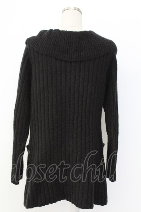 画像2: axes femme / リブ編みガウン風カーディガン  黒 T-25-12-14-015-AX-TO-SA-ZT (2)