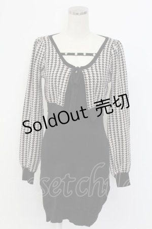 画像: pium / 千鳥カーデ&ビジュー付きニットキャミワンピSET  黒 T-25-12-14-021-0-OP-SA-ZT