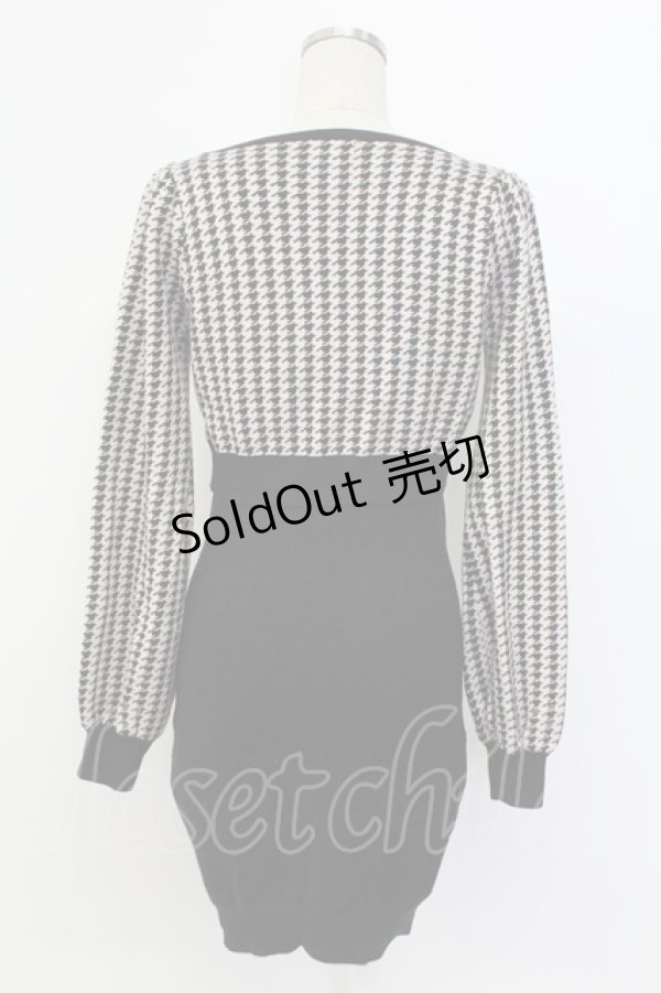 画像2: pium / 千鳥カーデ&ビジュー付きニットキャミワンピSET  黒 T-25-12-14-021-0-OP-SA-ZT (2)