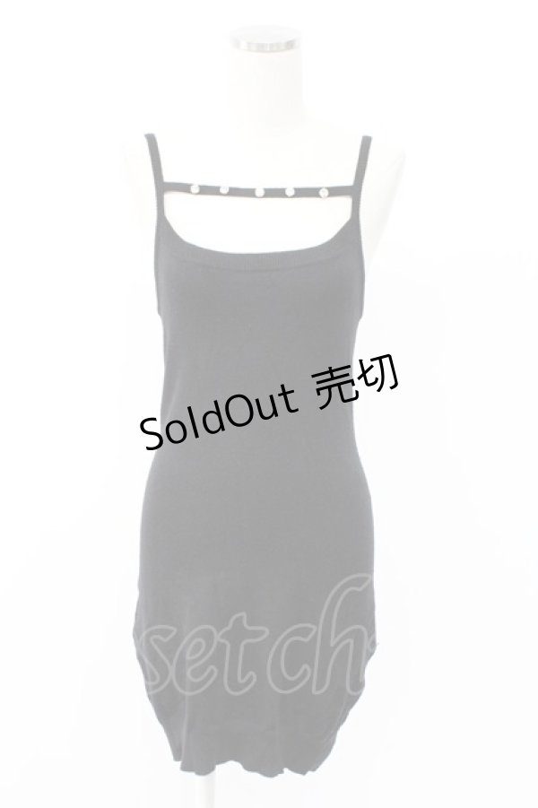 画像8: pium / 千鳥カーデ&ビジュー付きニットキャミワンピSET  黒 T-25-12-14-021-0-OP-SA-ZT (8)