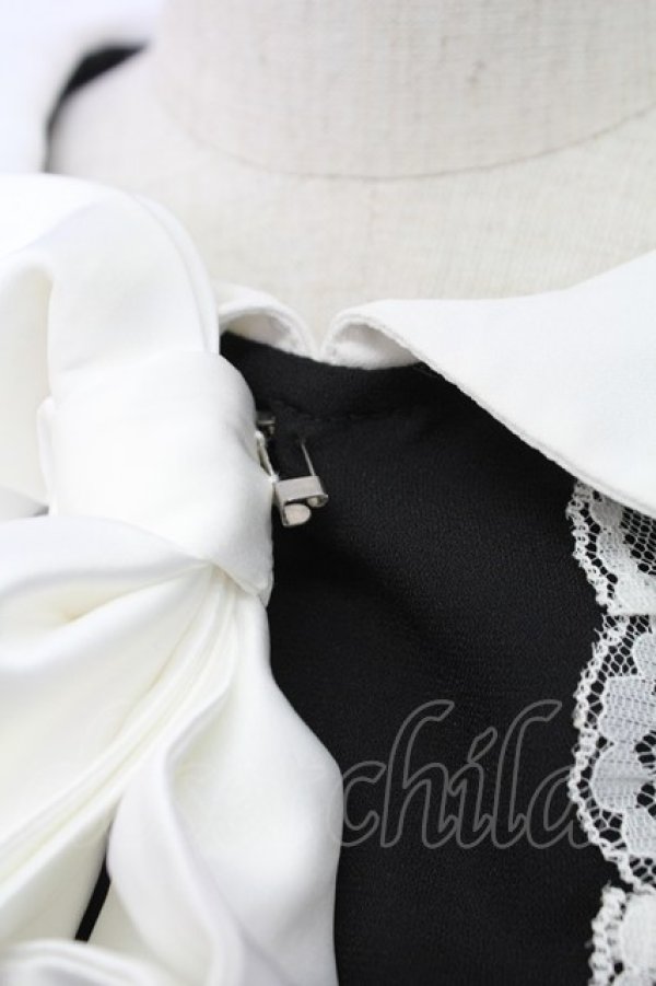 画像7: Jamie エーエヌケー / サイド編み下げケープワンピース  黒Ｘ白 T-25-12-14-024-LO-OP-SA-ZT (7)