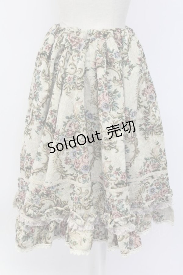 画像2: PrivateSquare. / 小花ブーケ柄ゴブランロングスカート M ベージュ T-25-12-14-032-LO-SK-SA-ZT (2)