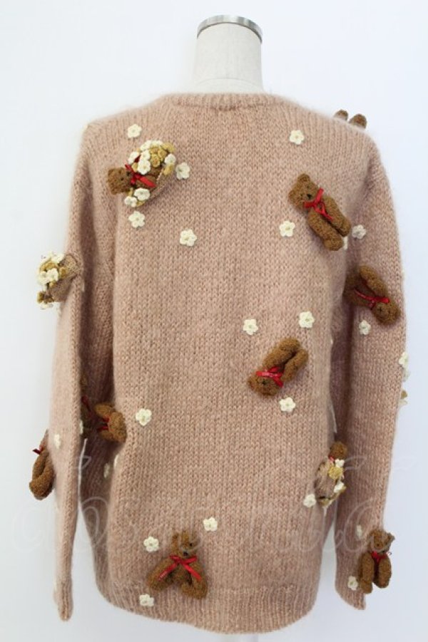 画像2: PINK HOUSE / カゴ入り編みぐるみクマ付きモヘアカーディガン  ピンク T-25-12-14-006-LO-TO-SA-ZT (2)