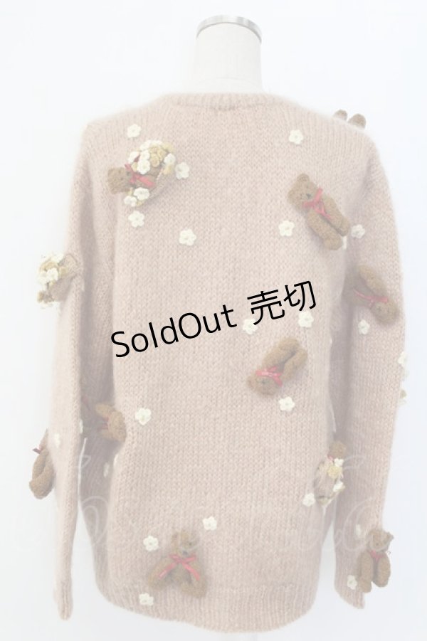 画像2: PINK HOUSE / カゴ入り編みぐるみクマ付きモヘアカーディガン  ピンク T-25-12-14-006-LO-TO-SA-ZT147 (2)