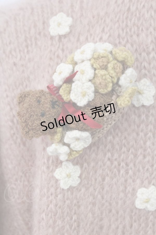 画像3: PINK HOUSE / カゴ入り編みぐるみクマ付きモヘアカーディガン  ピンク T-25-12-14-006-LO-TO-SA-ZT147 (3)