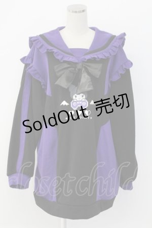 画像: NOEMIE / Kuromiスウェットセーラーワンピース  黒Ｘ紫 T-25-12-14-010-LO-OP-SA-ZT