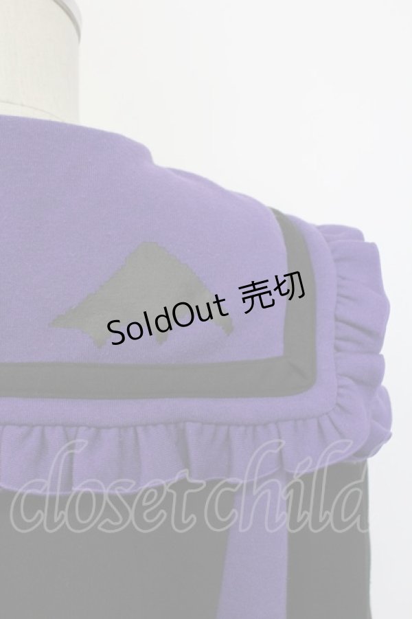 画像3: NOEMIE / Kuromiスウェットセーラーワンピース  黒Ｘ紫 T-25-12-14-010-LO-OP-SA-ZT (3)