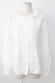 画像1: INGEBORG / レース&ピンタックくるみボタンブラウス  ホワイト T-25-12-17-001-LO-BL-SA-ZT (1)