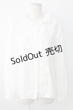 画像: INGEBORG / レース&ピンタックくるみボタンブラウス  ホワイト T-25-12-17-001-LO-BL-SA-ZT526
