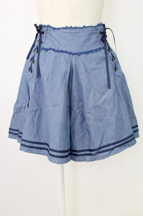 画像1: axes femme / サイド編み上げショートパンツ  サックス T-25-12-17-034-AX-PA-SA-ZT (1)