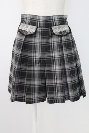 画像: axes femme / レースポケットデザインチェックショートパンツ  グレー T-25-12-17-035-AX-PA-SA-ZT