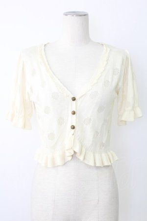 画像: axes femme POETIQUE / ドットジャガードカーディガン  アイボリー T-25-12-17-005-AX-TO-SA-ZT