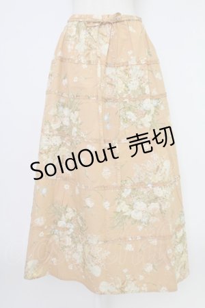 画像: KANEKO ISAO / ブーケ柄&フリルスカート  オレンジ T-25-12-17-039-EL-SK-SA-ZT