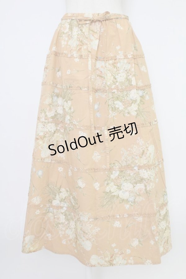 画像1: KANEKO ISAO / ブーケ柄&フリルスカート  オレンジ T-25-12-17-039-EL-SK-SA-ZT (1)