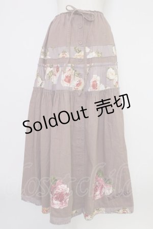 画像: KANEKO ISAO / 花柄切替前開きスカート  パープル T-25-12-17-040-EL-SK-SA-ZT