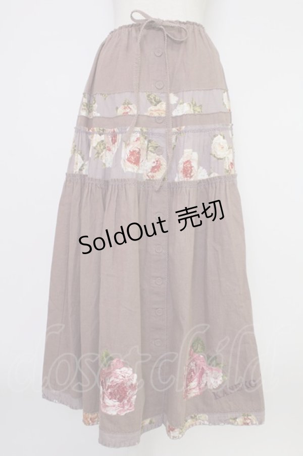 画像1: KANEKO ISAO / 花柄切替前開きスカート  パープル T-25-12-17-040-EL-SK-SA-ZT (1)