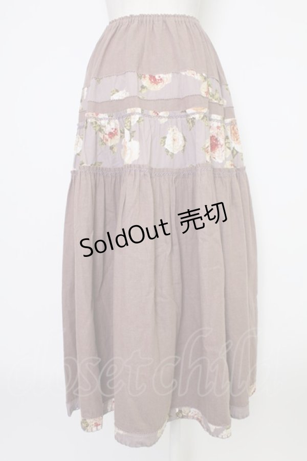 画像2: KANEKO ISAO / 花柄切替前開きスカート  パープル T-25-12-17-040-EL-SK-SA-ZT (2)