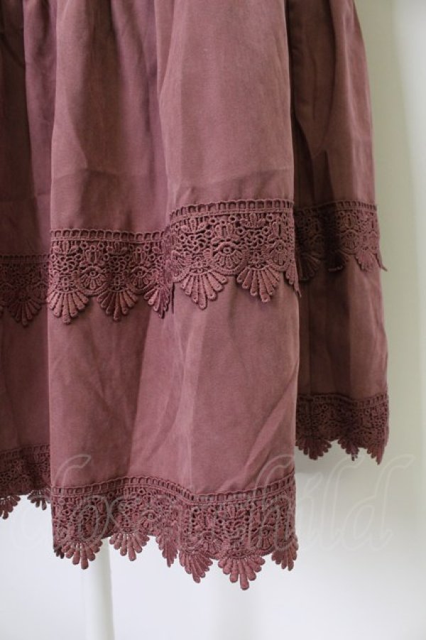 画像3: axes femme / レースティアードスエードスカート  ボルドー T-25-12-17-042-AX-SK-SA-ZT (3)