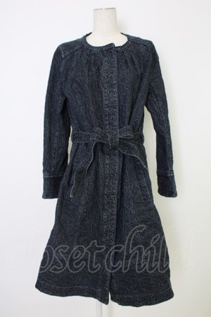 画像: INGEBORG / フラワー刺繍デニム風ロングコート  青デニム T-25-12-17-045-LO-CO-SA-ZT