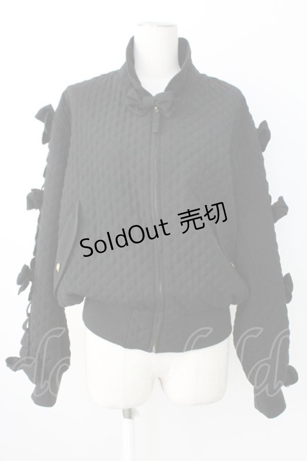 画像1: KANEKO ISAO / キルティング袖リボンブルゾン  ブラック T-25-12-17-046-EL-CO-SA-ZT (1)