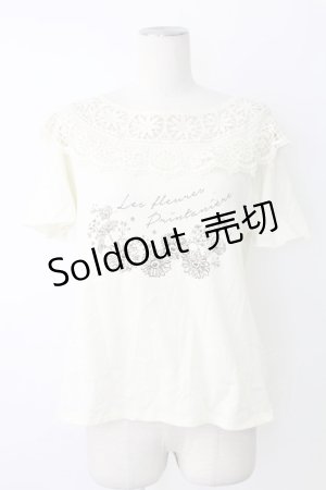 画像: axes femme / 肩レースプリントTシャツ  アイボリー T-25-12-17-006-AX-TO-SA-ZT526