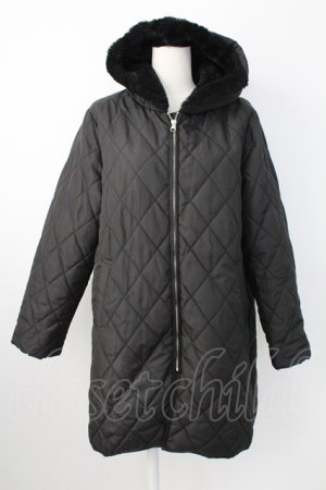 画像: PINK HOUSE / ファー付きキルティングコート  黒 T-25-12-17-047-LO-OP-SA-ZT