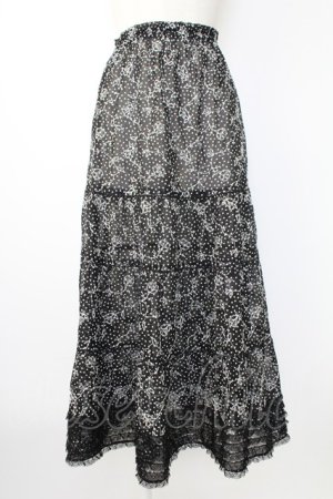 画像: KANEKO ISAO / フラワー刺繍ドットスカート  ブラック T-25-12-17-048-EL-SK-SA-ZT