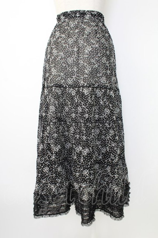 画像2: KANEKO ISAO / フラワー刺繍ドットスカート  ブラック T-25-12-17-048-EL-SK-SA-ZT (2)