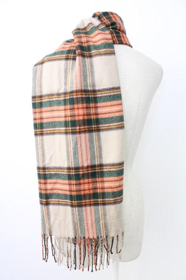 画像2: PINK HOUSE / Pワッペン付きチェックマフラー  ブラウン T-25-12-17-049-LO-ZA-SA-ZT (2)